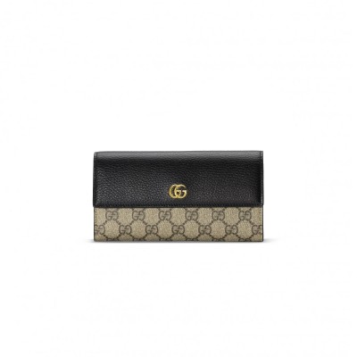 GUCCI GG MARMONT BI-COLOR CONTINENTAL WALLET 45611617WAG1283 (10*19*3.5cm)